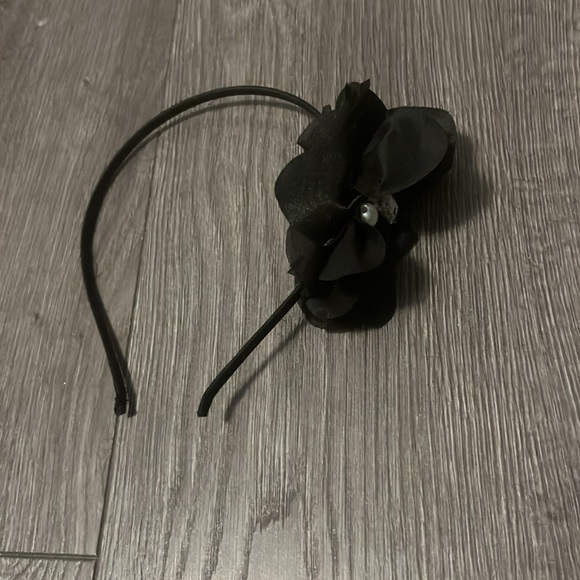 Pink satin bow and black satin flower headband - Picture 8 of 8